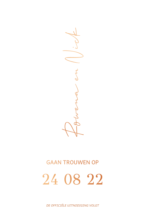 Rustig save the date kaartje met koperfolie en boogvorm