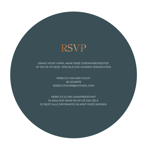 RSVP kaartje met ronde vorm en foliedruk