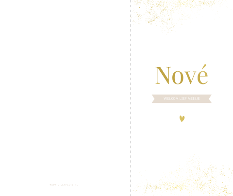 Rustig geboortekaartje met smalle voorkant en spetters