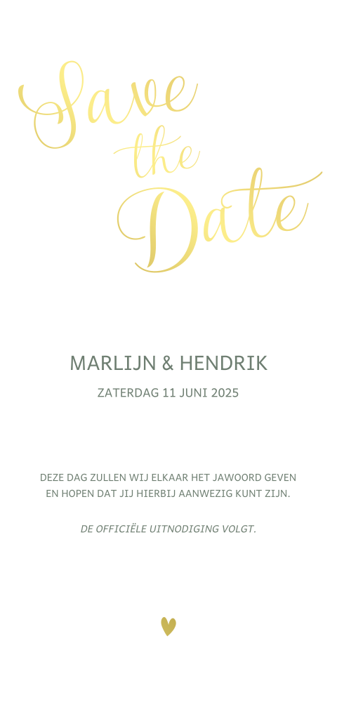 Langwerpige save the date met folie