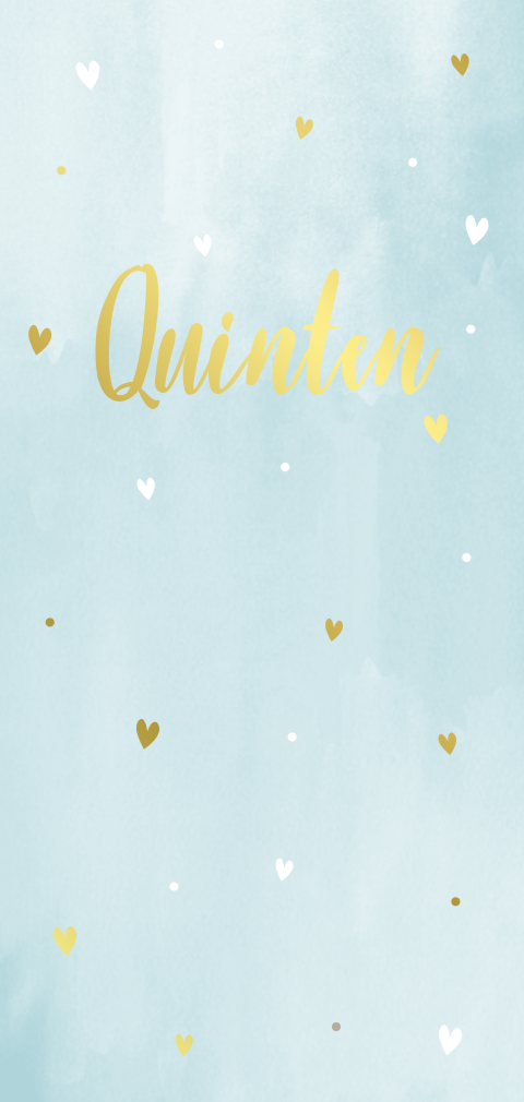 Geboortekaartje jongen met waterverf en hartjes