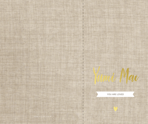 Geboortekaartje met linnenlook en smalle voorkant