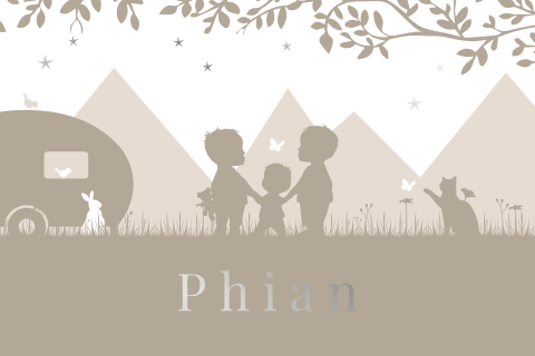 Silhouette geboortekaartje met drie broertjes