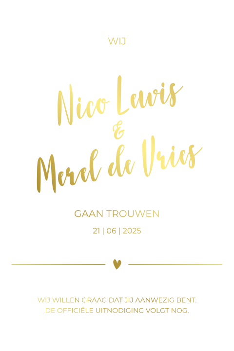 Save the date stanskaart met foliedruk