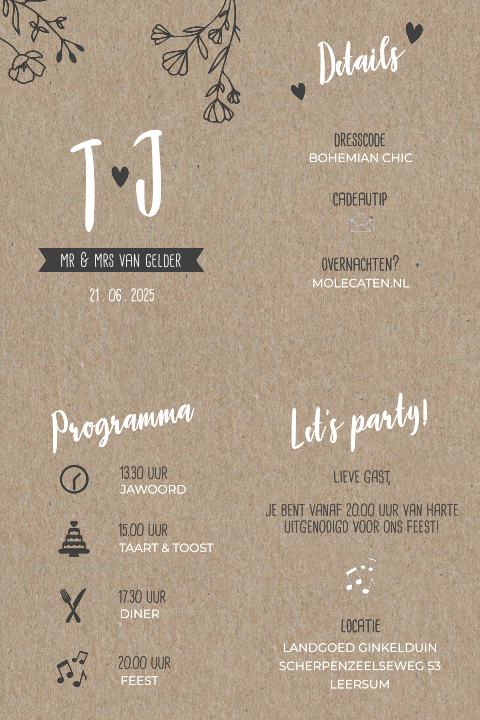 DIY trouwlabels op kraftpapier