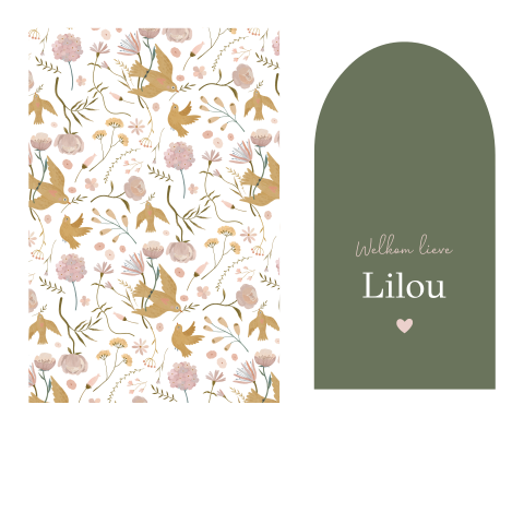 Geboortekaartje met los label boog