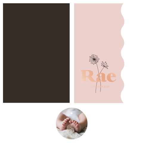 Geboortekaartje met fotolabel en golfrandje