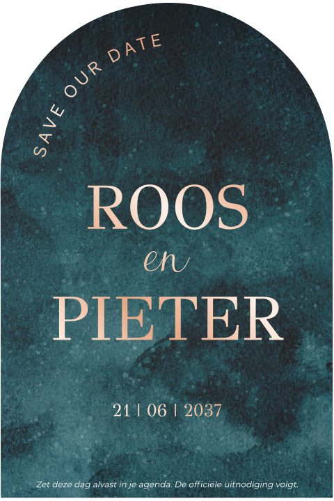 Save the date standkaart met foliedruk