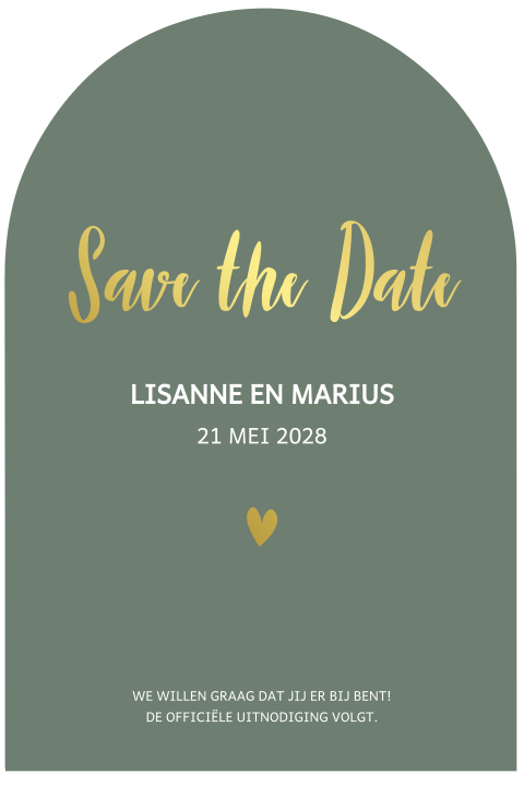 Save the date met boogvorm in groene kleuren