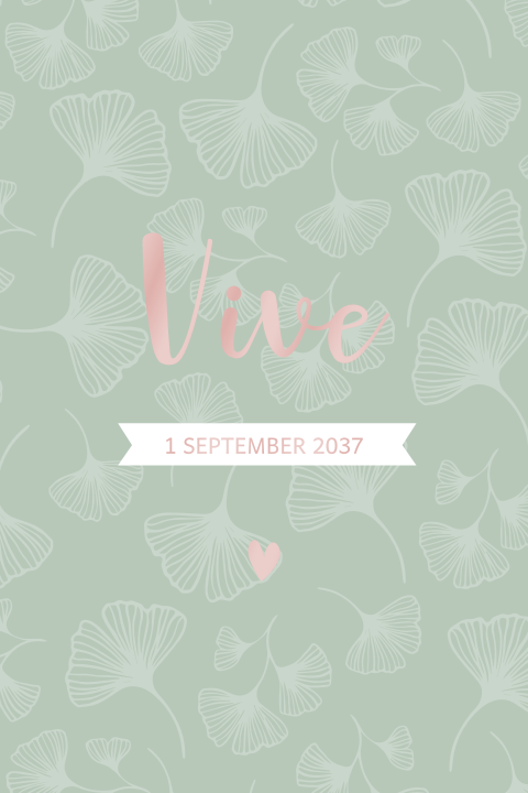 Geboortekaartje met blaadjespatroon en spotlak