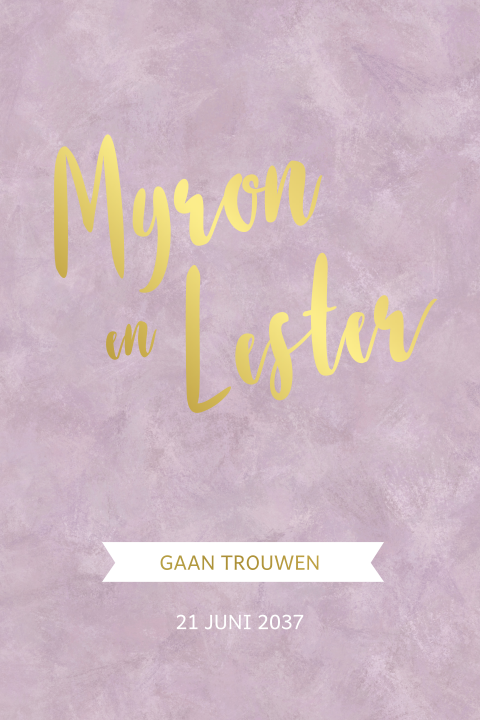 Gevouwen trouwkaart met velvetlook en goudfolie