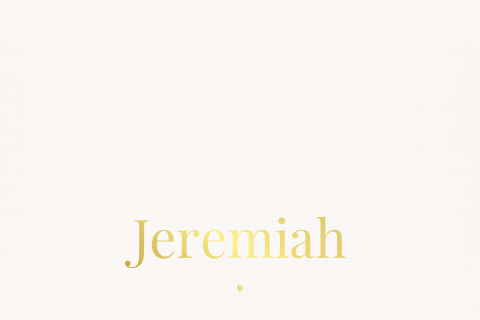 Klassiek geboortekaartje met foliedruk en hartjes