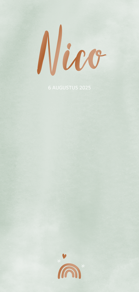 Geboortekaartje jongen met waterverf en goudfolie