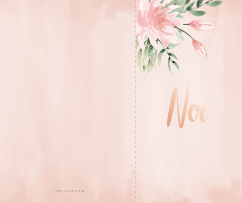 Stoer meisjes geboortekaartje met waterverf en foliedruk