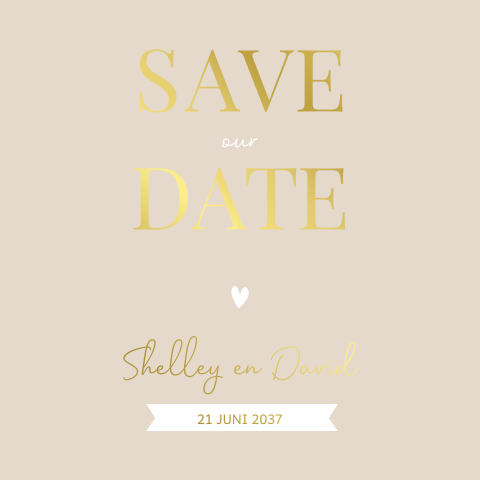 Enkele vierkante save the date met goudfolie