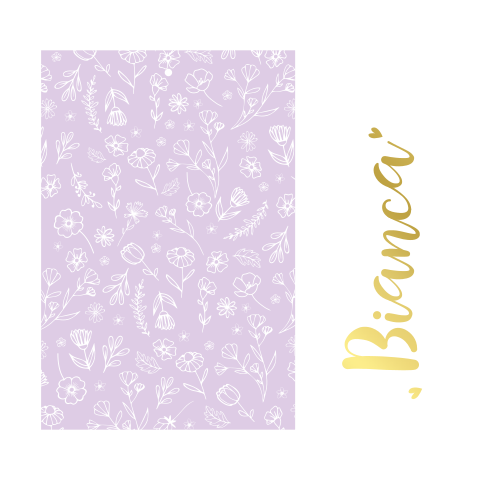 Geboortekaartje meisje met los label en lila bloemenprint