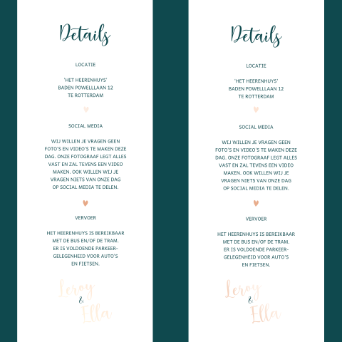 Details inlegkaarten bij pocketfold vierkant