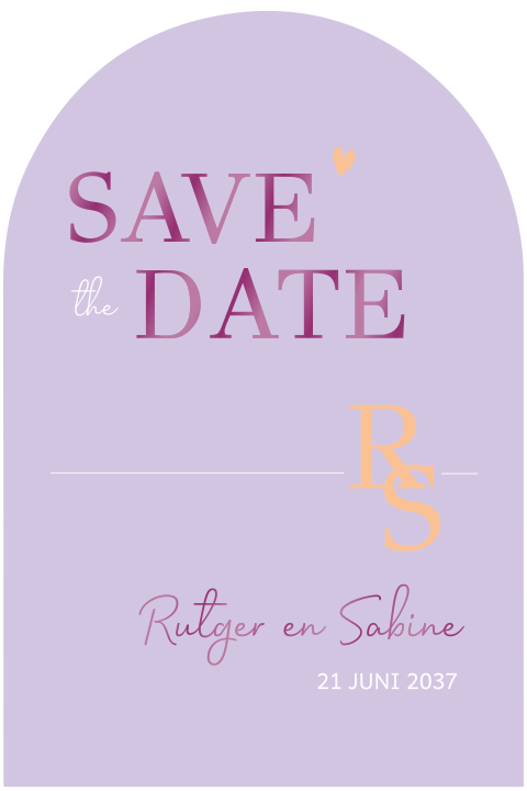 Save the date met boog en foliedruk