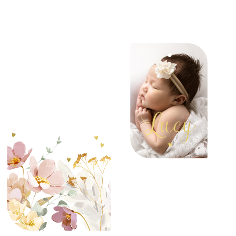 Meisjeskaartje met ronde hoeken en los fotolabel