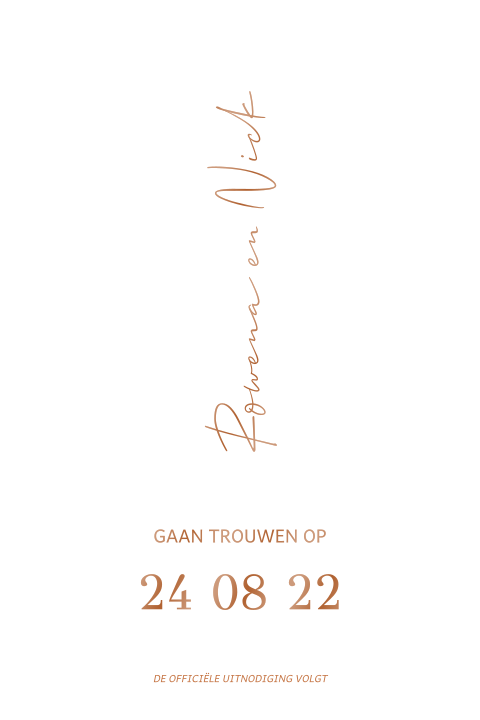 Rustig save the date kaartje met koperfolie en boogvorm