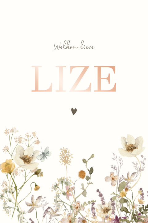 Geboorteposter met wilde bloemen