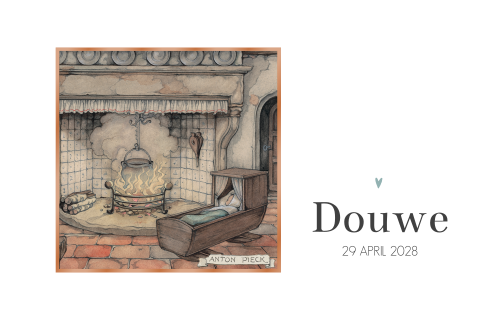 Geboortekaartje jongen Anton Pieck schommelwiegje hoogglans