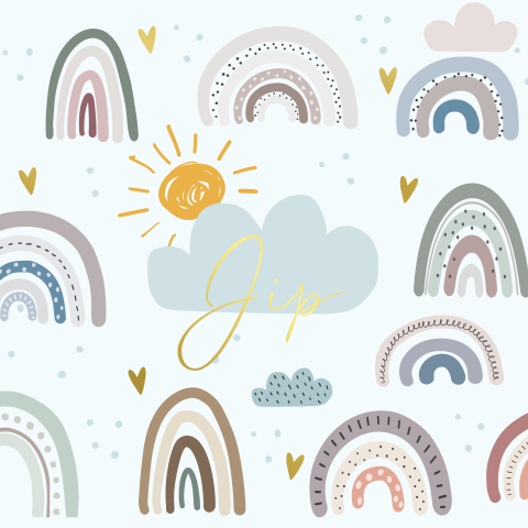Geboortekaartje regenboogjes jongen goudfolie