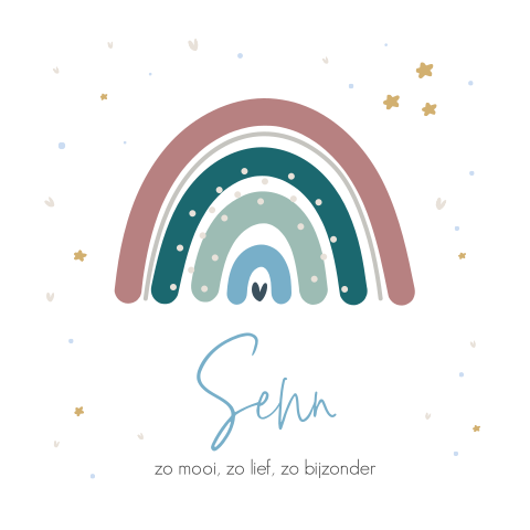 Geboortekaartje jongen regenboog sterren