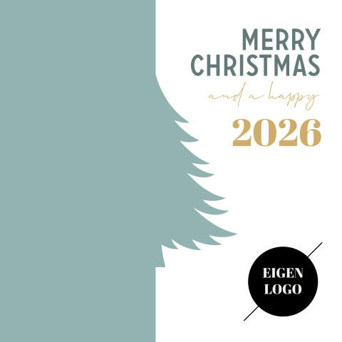 Enkele zakelijke kerstkaart kerstboom goudfolie