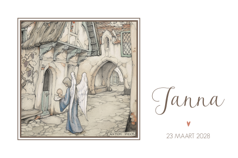 Geboortekaartje Anton Pieck engel met baby