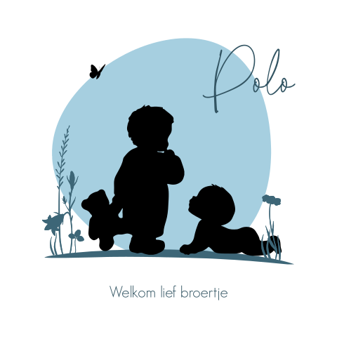 Geboortekaartje jongen grote broer silhouette