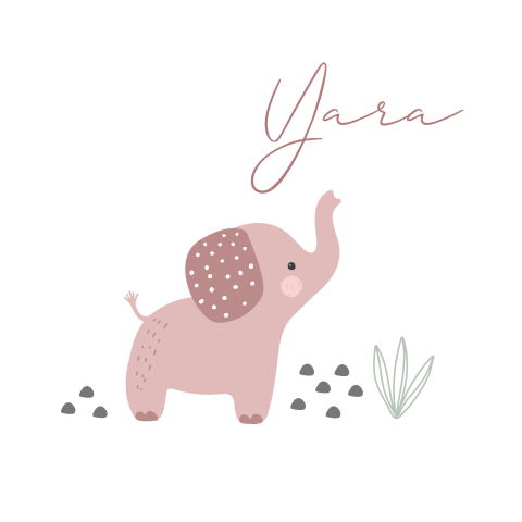 Geboortekaartje meisje roze olifant