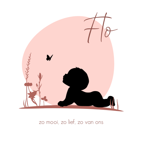 Geboortekaartje baby meisje silhouette