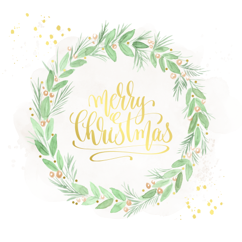 Kerstkaart kerstkrans mistletoe met goudfolie