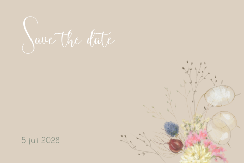 Save the date droogbloemen boeket