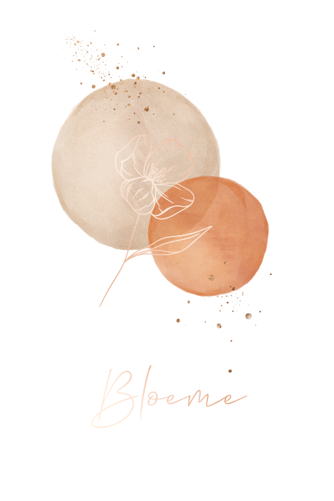 Geboortekaartje meisje bloem in roségoudfolie met spetters