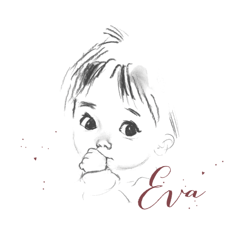 Geboortekaart ronde vorm pentekening duimende baby