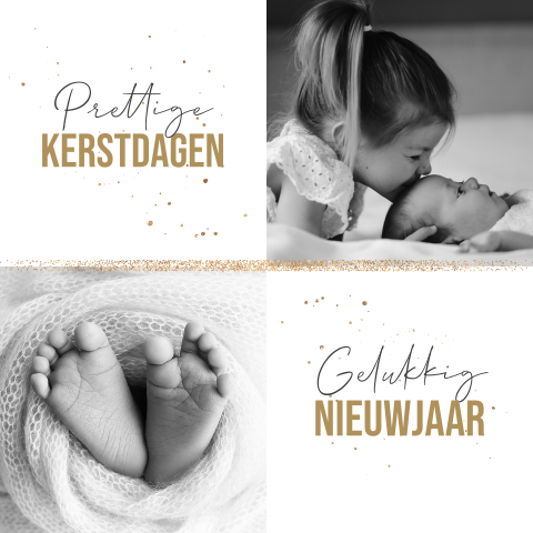 Kerstkaart eigen 4 vlakken 2x eigen foto