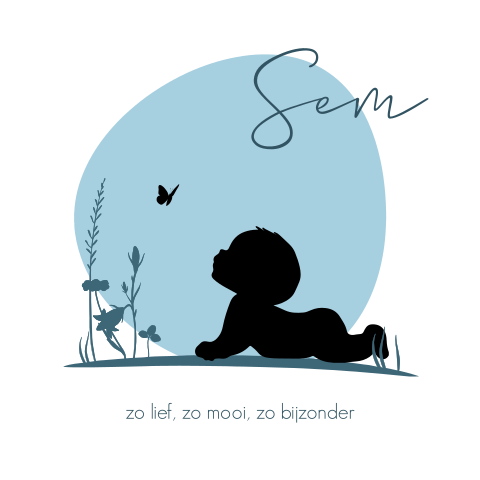 Geboortekaartje jongen baby silhouette