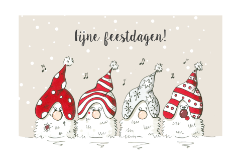 Vrolijke kerstkaart vier kabouters