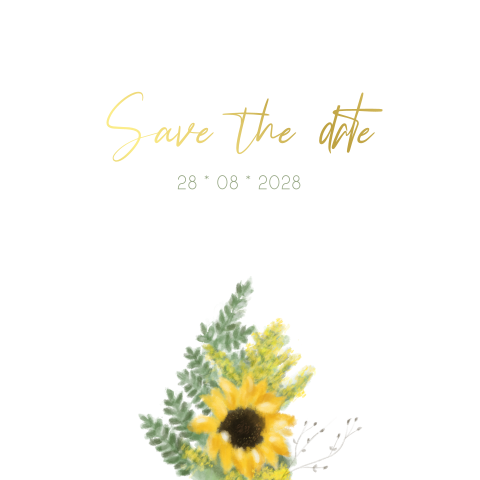 Save the date kaart zonnebloem