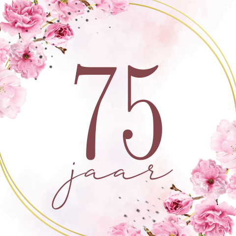 Uitnodiging verjaardag roze bloemen goudfolie