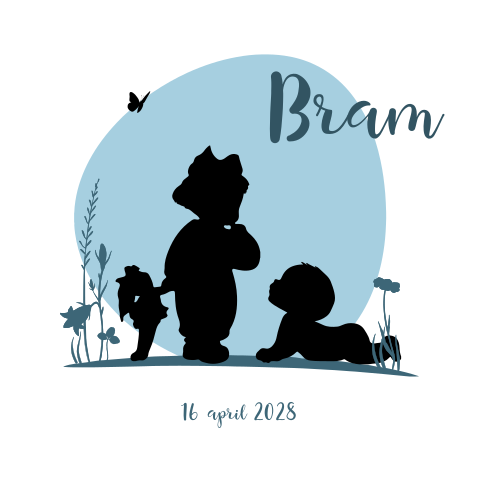 Geboortekaartje jongen grote zus silhouette