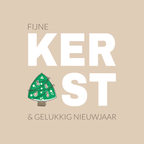 Vierkante enkele kerstkaart kerstboom