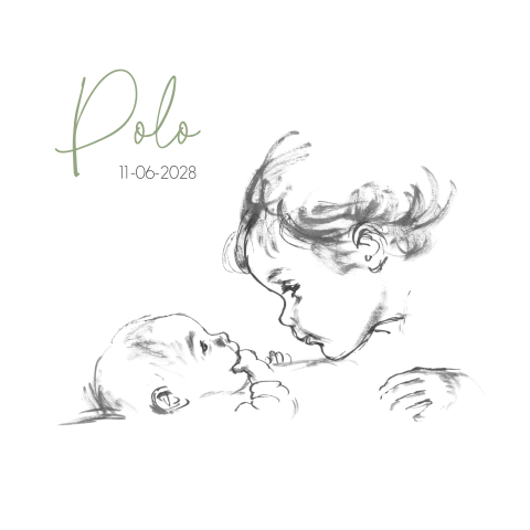 Pentekening geboortekaart tweede kindje