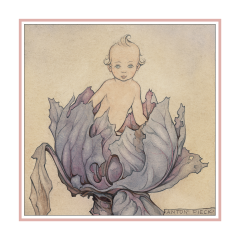 Geboortekaart meisje Anton Pieck baby