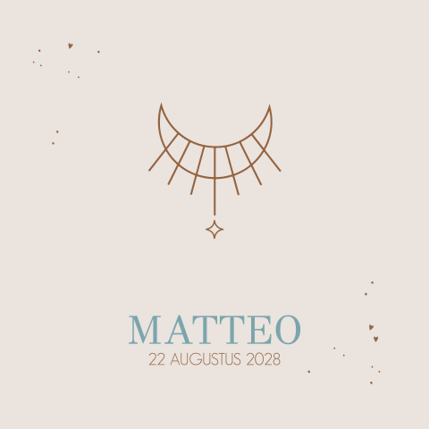 Beige geboortekaartje jongen maan ster