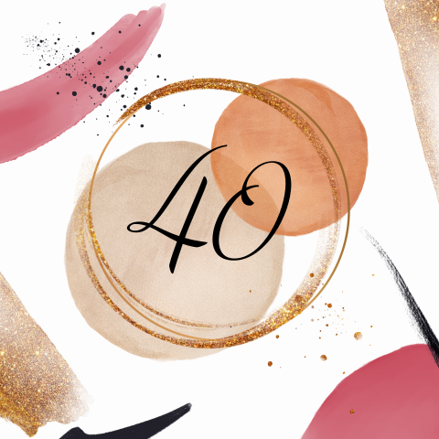 Trouwjubileum uitnodiging met aquarelvlakken en goudlook spetters