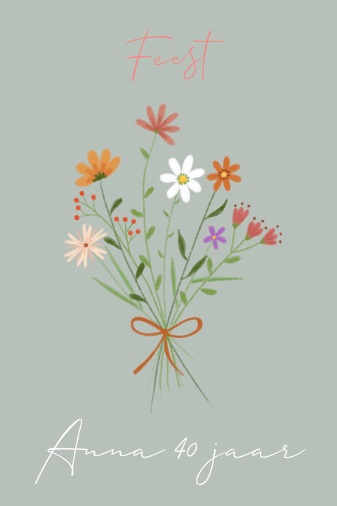 Verjaardagsuitnodiging boeket bloemen