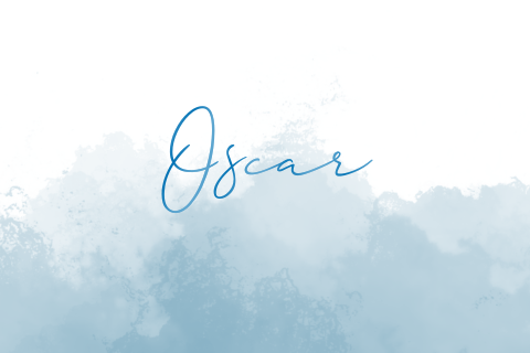 Liggend geboortekaartje watercolor blauw hoogglans naam